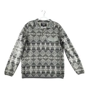 Southern Grit Pullover Fleece Aztec Geometric Navajo Western Gray Mens Medium